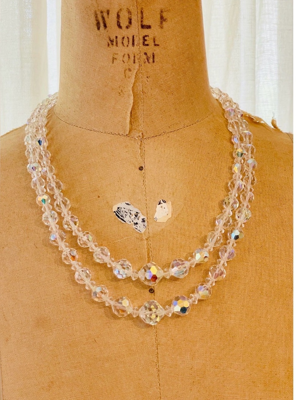 Sold on Free People Vintage Aurora-Effect Clear Crystal Double Strand Necklace